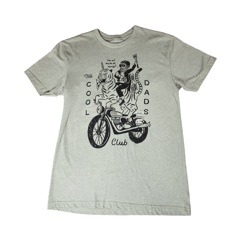 Dowdy Studio The Cool Dads‎ Club Graphic Tee Heather Gray Small Motorcycle Tiger